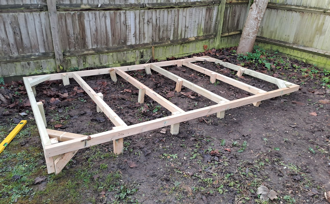 Levelled Wood Base for Garden Shed